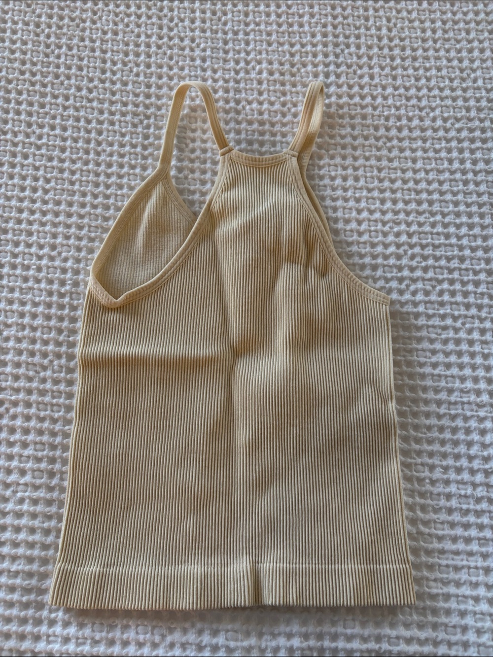 Ribbed Cream Racerback Tank Top - Picture 2 of 3
